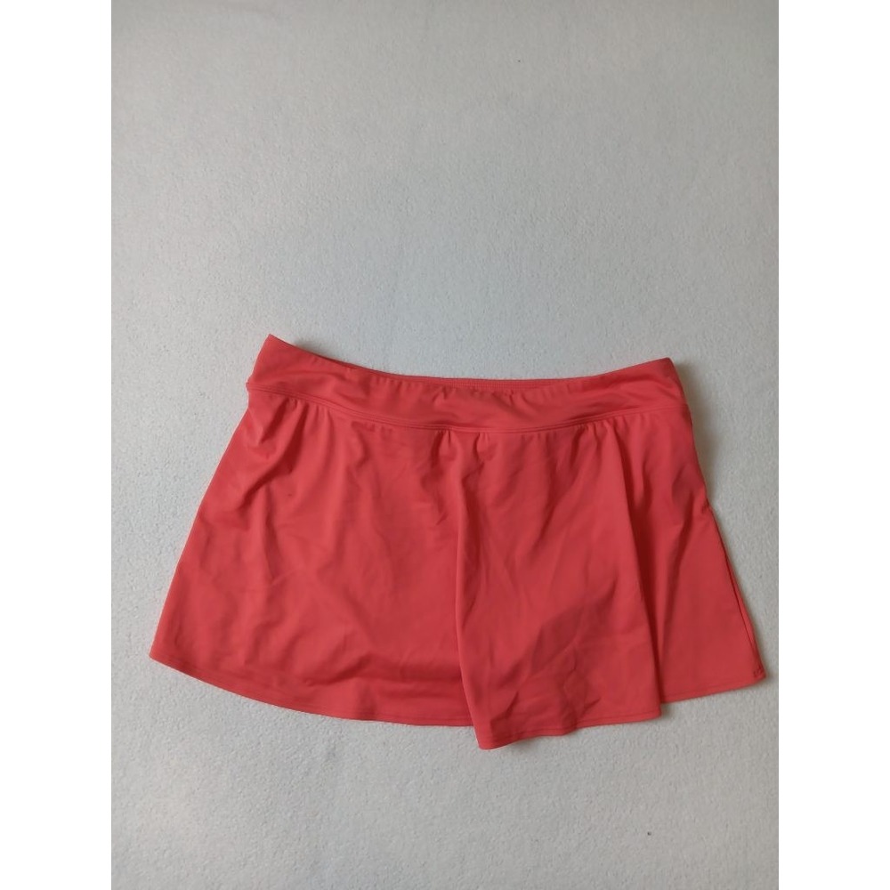 L.L.Bean Coral Swim Skirt Skort Built-In Brief Ruched Side Approx Size L See